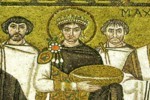 mosaico de la Iglesia de San Vitale, Ravenna, de Belisarius con el Emperador Justinian