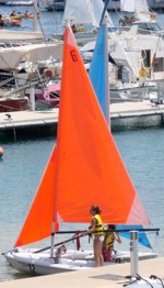 red and blue sails