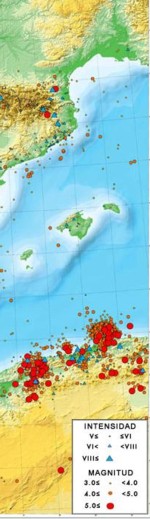 Seismicity Spain and Balearic Islands